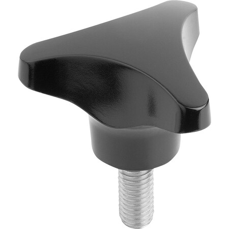 Kipp Triangular Grip High Collar D=M10X30 D1=62 H=35, Form:L Thermoset, Black, Comp:Stainless Steel K0183.26210X30